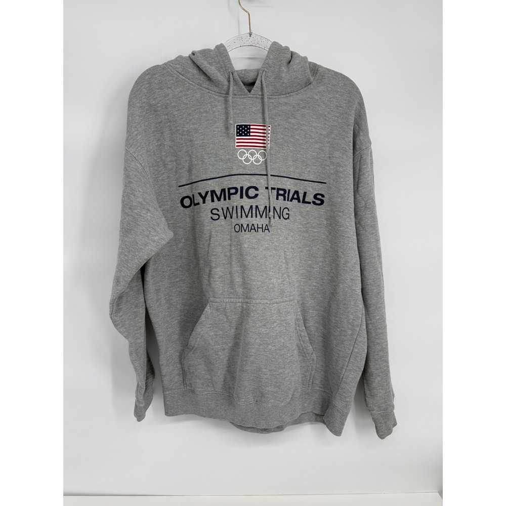 Team Apparel USA Olympic Trials Swimming Omaha Hoodie Gray Sz XL Mens Pullover